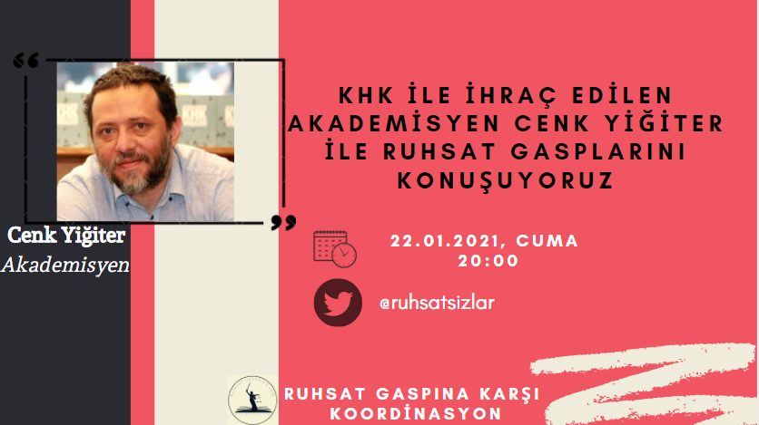 Khk ile akademiden ihraç edilen hukukçu <a href="/cenkyigiter/">cenkyigiter</a> ile  Cuma günü saat 20:00'de twitterda yayındayız.