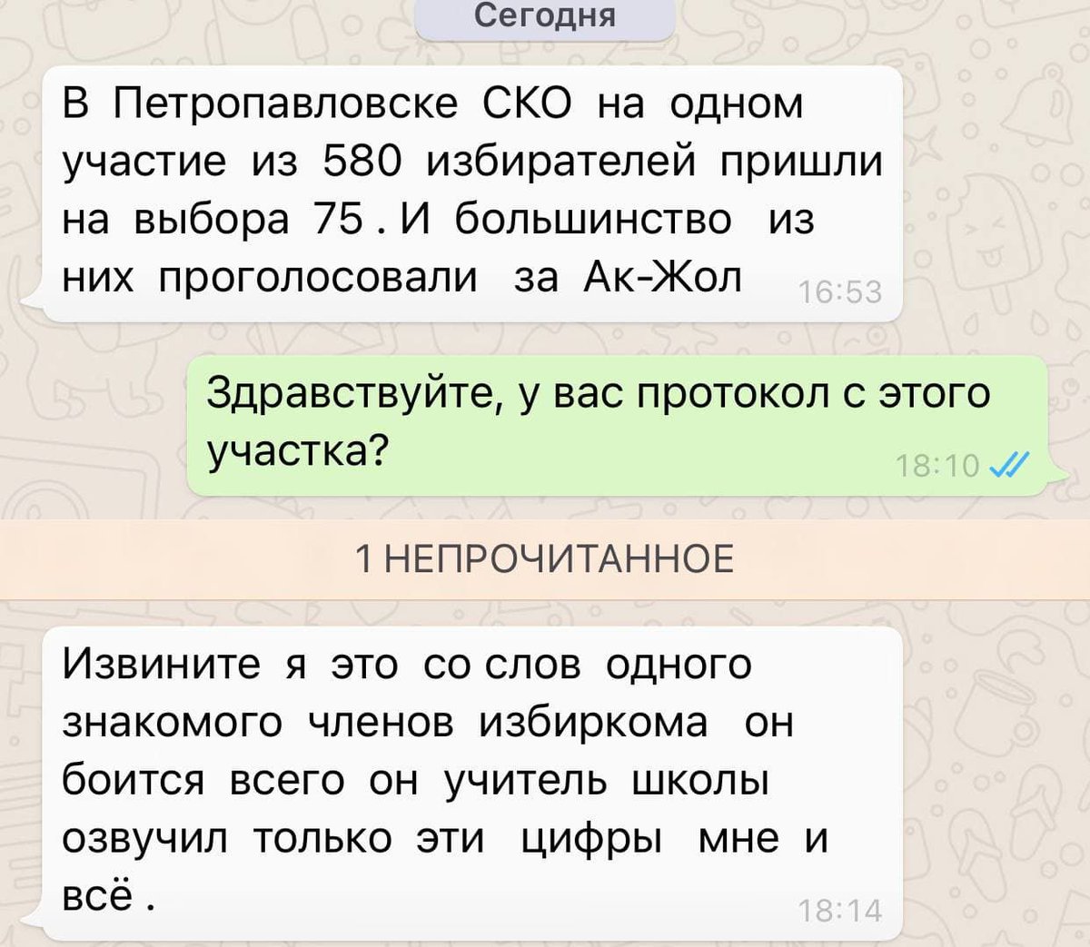 Klara_sultan's tweet photo. (1/2) Reports of fraud in #Kazakhstan's 🇰🇿 parliamentary elections on 10 January 2021 in #Petropavlovsk 
At one polling station, only 75 out of 580 voters turned out and the majority voted for the #AkZhol party.

#KZelections2021 https://t.co/yGde7BFw7B