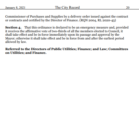 Emergency Ordinance 13-2021 is presented, reviewed, and approvedPurpose: "to repair and maintain the decorative and special lighting for City bridges and the Wyland Whale Mural Park on North Marginal Road, including materials, equipment, appurtenances, services, and insurance"