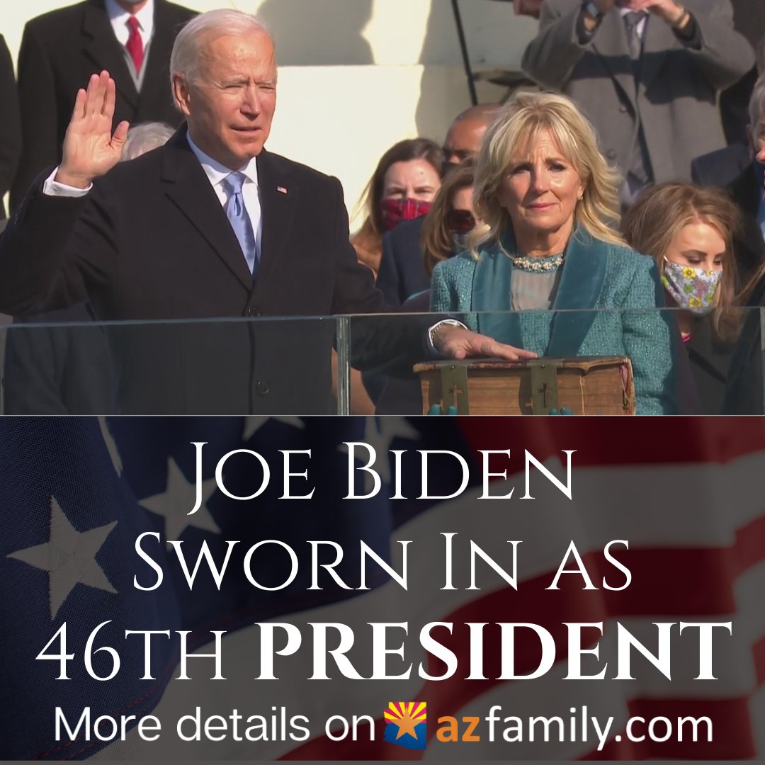azfamily's tweet photo. 🇺🇸 𝗠𝗥. 𝗣𝗥𝗘𝗦𝗜𝗗𝗘𝗡𝗧 🇺🇸
Joe Biden has officially been sworn is as the 46th President of the United States.

STORY | https://t.co/PXOPaqIJaa https://t.co/CvSkjKiFgI