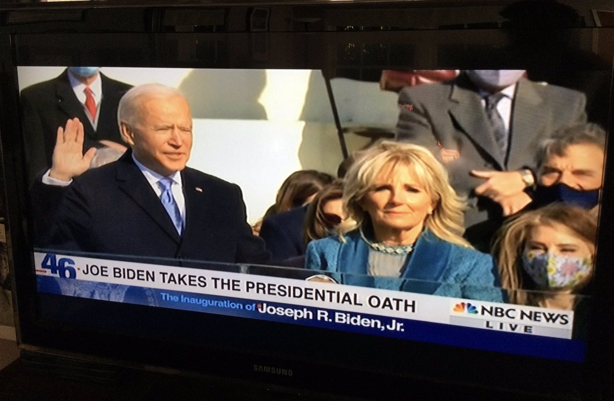 SCAPimprov's tweet photo. Congratulations, President Joseph R. Biden, Jr.!! #46thPresident #InaugurationJanuary202021 #DemocracyisAlive #AmericaisBack 👏👏👏🥁🇺🇸 https://t.co/YL8qYX6GK2