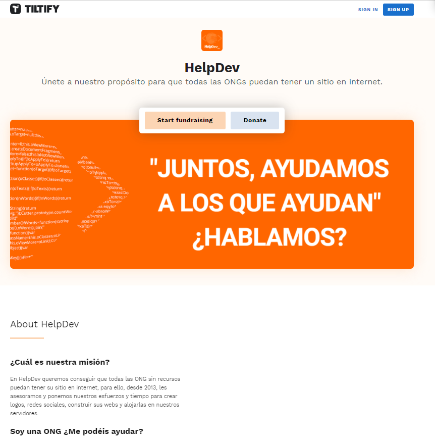HelpDev_'s tweet photo. Estamos realmente contentos de poder empezar este acuerdo con @WeAreTiltify para facilitar las donaciones a nuestra ONG, también puedes crear tus propias campañas https://t.co/vMLPDrIfal ¡Gracias por la oportunidad! 🤝🏻 https://t.co/r6mApYY50s