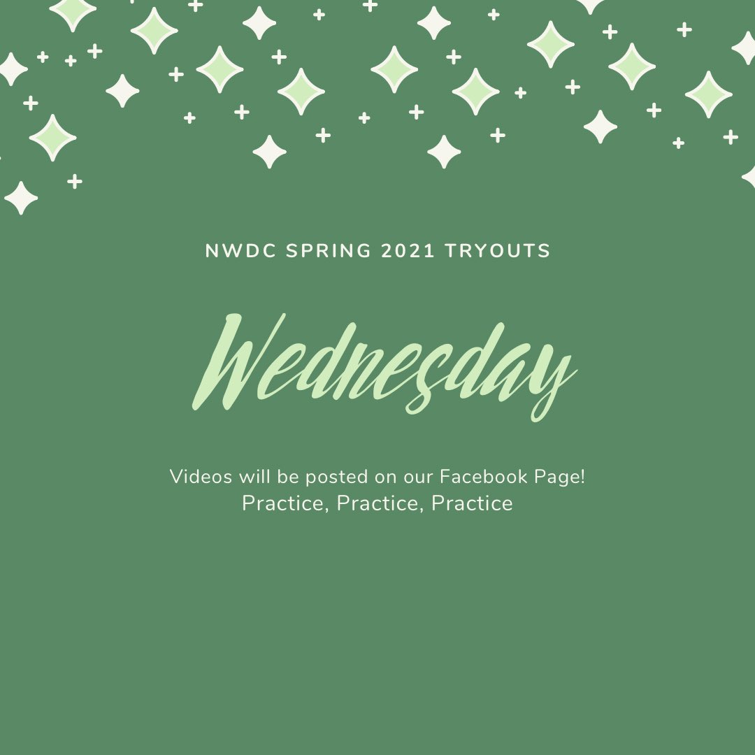 NWDanceCompany's tweet photo. VIRTUAL Tryouts are today!! Videos are posted on our Facebook page now!

Each style has a step by step and full out portion! You may tryout for as many styles as wanted, all you have to do is practice! 
Hip Hop, Jazz, Contemporary, Tap, &amp; Couples

Good Luck! https://t.co/wo7RjU3SDA