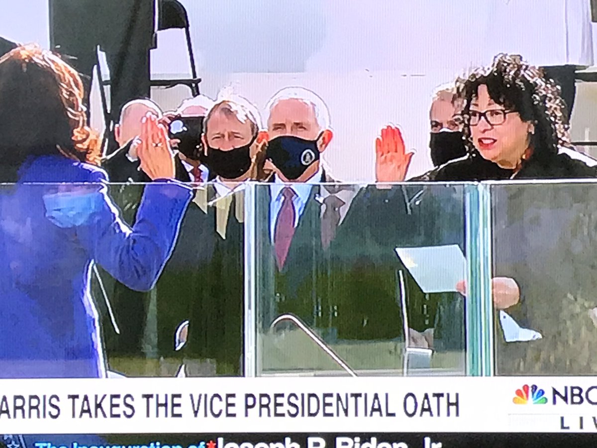 I missed the presidential oath, because I was rewatching <a href="/KamalaHarris/">Kamala Harris</a> take the oath of Vice President.  I’m fine with that. Even took a cheesy pic of the TV.