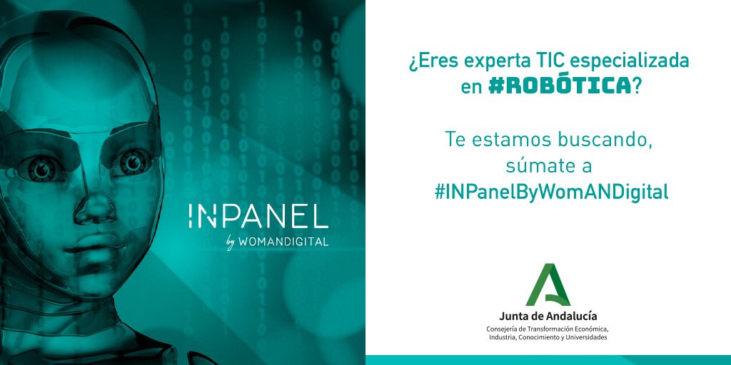 AndConectada's tweet photo. #InPanel ı Buscamos expertas en #robótica para completar nuestra directorio de mujeres del #sectorTIC andaluz. ¿Nos ayudas a difundir? #gracias 

✏️Inscríbete: https://t.co/fA6lX5S27f

🗣️¿Conoces a alguna? Nomínala: https://t.co/1YO9KM0Lhq

@WomANDigital_ @EconomiaAnd https://t.co/2Uf1K5qdmf