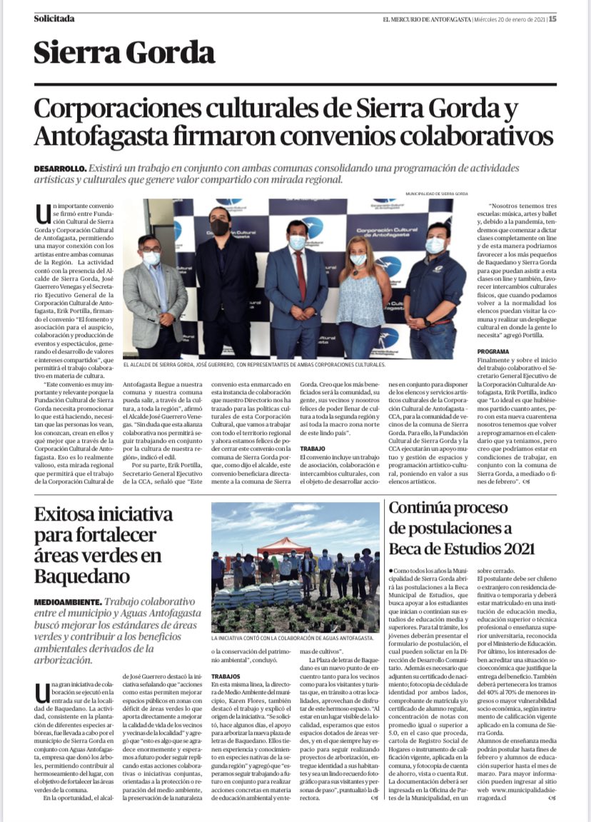 MuniSierraGorda's tweet photo. Fundación Cultural de Sierra Gorda firmó convenio artístico y colaborativo con Corporación Cultural de Antofagasta. ⬇️ https://t.co/aDdjDaOX6d