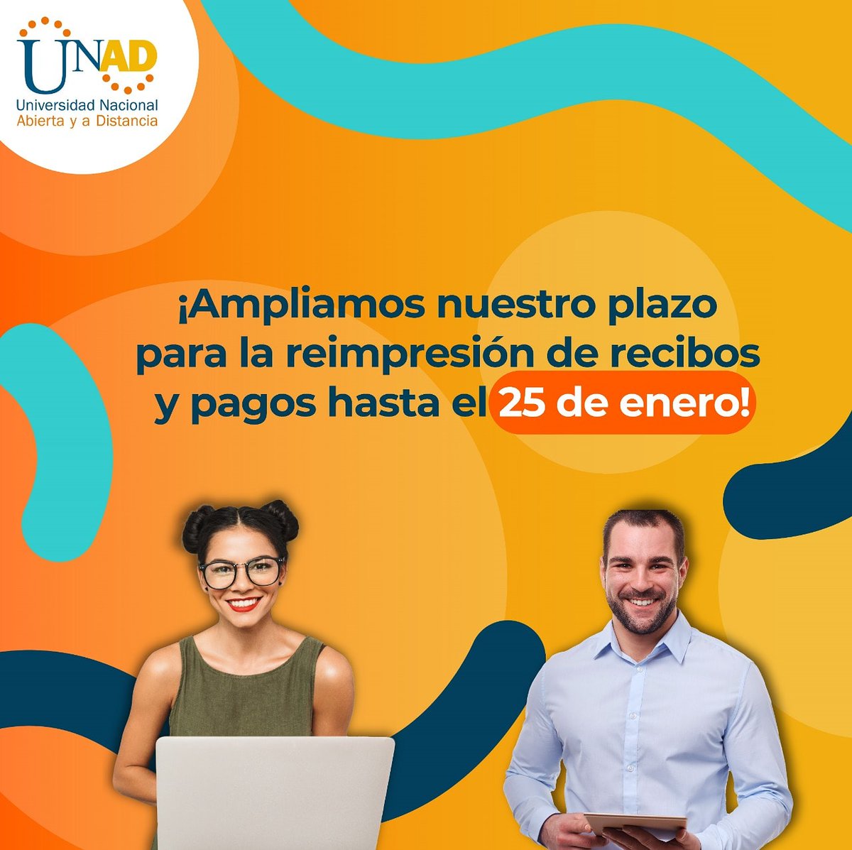 UniversidadUNAD's tweet photo. Alcanza tus sueños y construye tu futuro estudiando en la Megauniversidad del país. Matricúlate hasta HOY 📍y ten la oportunidad de cancelar tu pago hasta el 25 de enero 2021✅. https://t.co/35davm8IsR