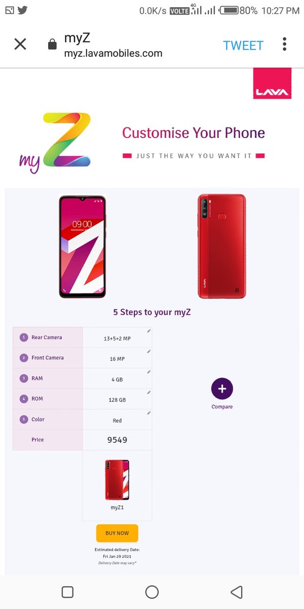 Chandansahoo378's tweet photo. #BuildYourMyZ
@LavaMobile
Here my version of Lava MyZ
Specs are
Rear camera : 13 + 5 +2 Mp
Front camera : 16Mp
Ram : 4gb
Rom : 128gb
Colour : Red
Price : ₹9549
@Ranjank1706
@ImChandana01
@Gayathrimohan_ https://t.co/cv6Qnb7Kra