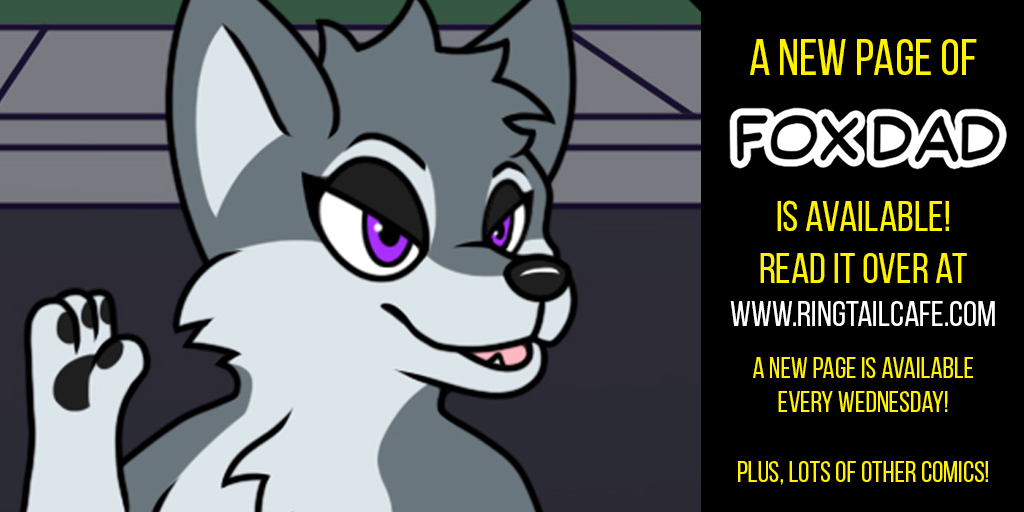 ringtailcafe's tweet photo. Fox Dad Vol 1 is available!
https://t.co/k3KVBEVwt9
#RTC #RingtailCafe #Comic #anthroart #furryart #webcomic #FoxDad #FuzzT0ne #DadPuns https://t.co/NSFUwTz3P7