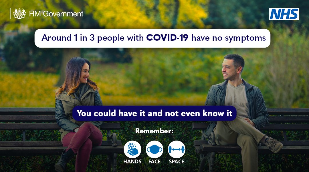 Leicester_News's tweet photo. Even people without symptoms can spread #coronavirus. 

Stay apart. Cover your face. Wash your hands. 

#LeicesterTogether https://t.co/iN6JuAGrXG