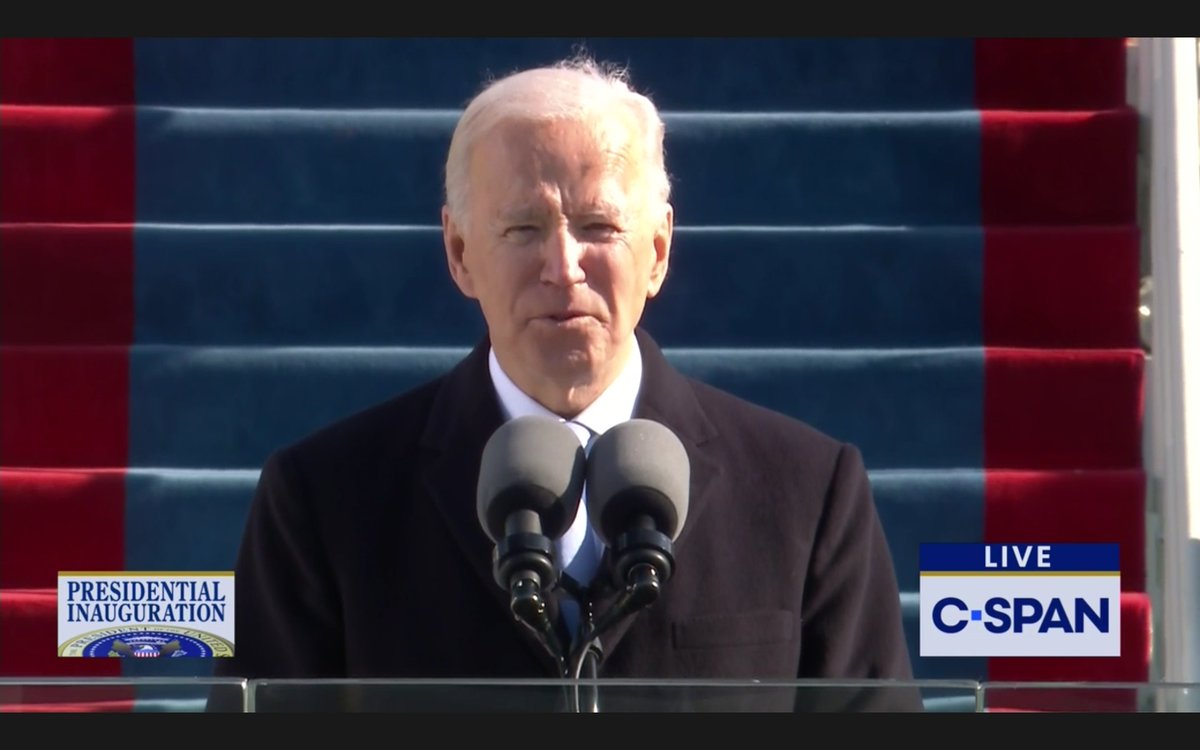"We must end this uncivil war that pits red against blue." -  @POTUS  @JoeBiden.  #Inauguration  