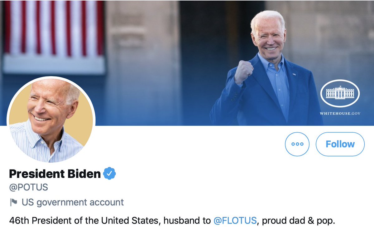 EricTopol's tweet photo. Like the new handles @POTUS @VP https://t.co/dQaYULCFzc