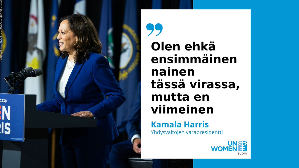 UNWomenSuomi's tweet image. Kuuletteko tuon helinän? 

Lasikatto se siellä vain säröilee.

Onneksi olkoon Yhdysvaltain varapresidentti @KamalaHarris. Harris on ensimmäinen nainen, ensimmäinen musta, ja ensimmäinen aasialais-amerikkalainen tässä virassa.

Representaatiolla on merkitystä.

#tasaarvo