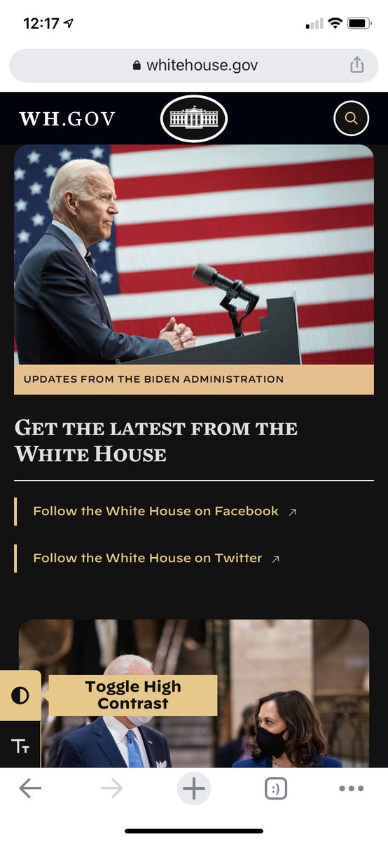 SaraJChipps's tweet photo. THE WHITEHOUSE WEBSITE HAS DARK MODE I’M LOSING IT. https://t.co/7kXlBhUXeJ