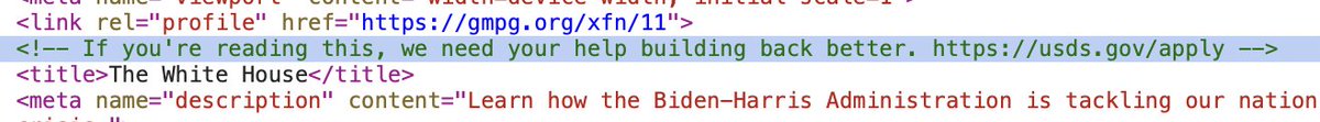 a message in the code on the new wh.gov white: