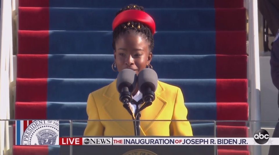 Amanda Gorman:
"That even as we grieved we grew...even as we hurt, we hoped..."
--National Youth Poet Laureate