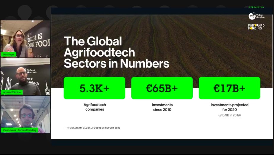 talentgardenen's tweet photo. @NoaSe from #TalentGarden together with @AlessioDantino & @max_leveau from @forwardfooding are sharing insights from our global #foodtech report join us we are LIVE -> https://t.co/JzK5vVAxph
#TAGfoodtechreport #agriculture #Agritech #Food https://t.co/xdDDVZOYa8