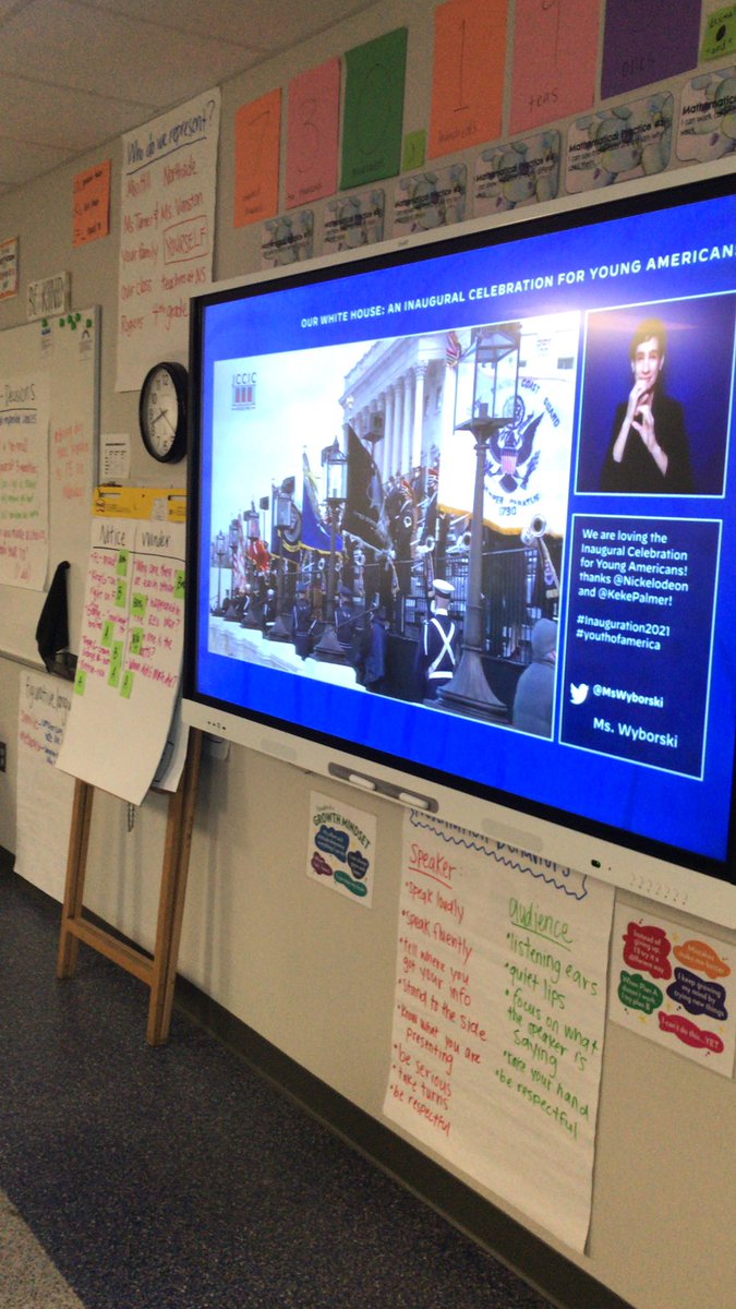 stop_hammatime1's tweet photo. Lots of learning happening while we watch the historic #Inauguration2021 !!  @JoeBiden Thank you @KekePalmer for hosting! Love, Ms Hill’s 4th grade class, Northside Elementary, Rogers, AR #nsROCKS https://t.co/eEd6T5Noo7