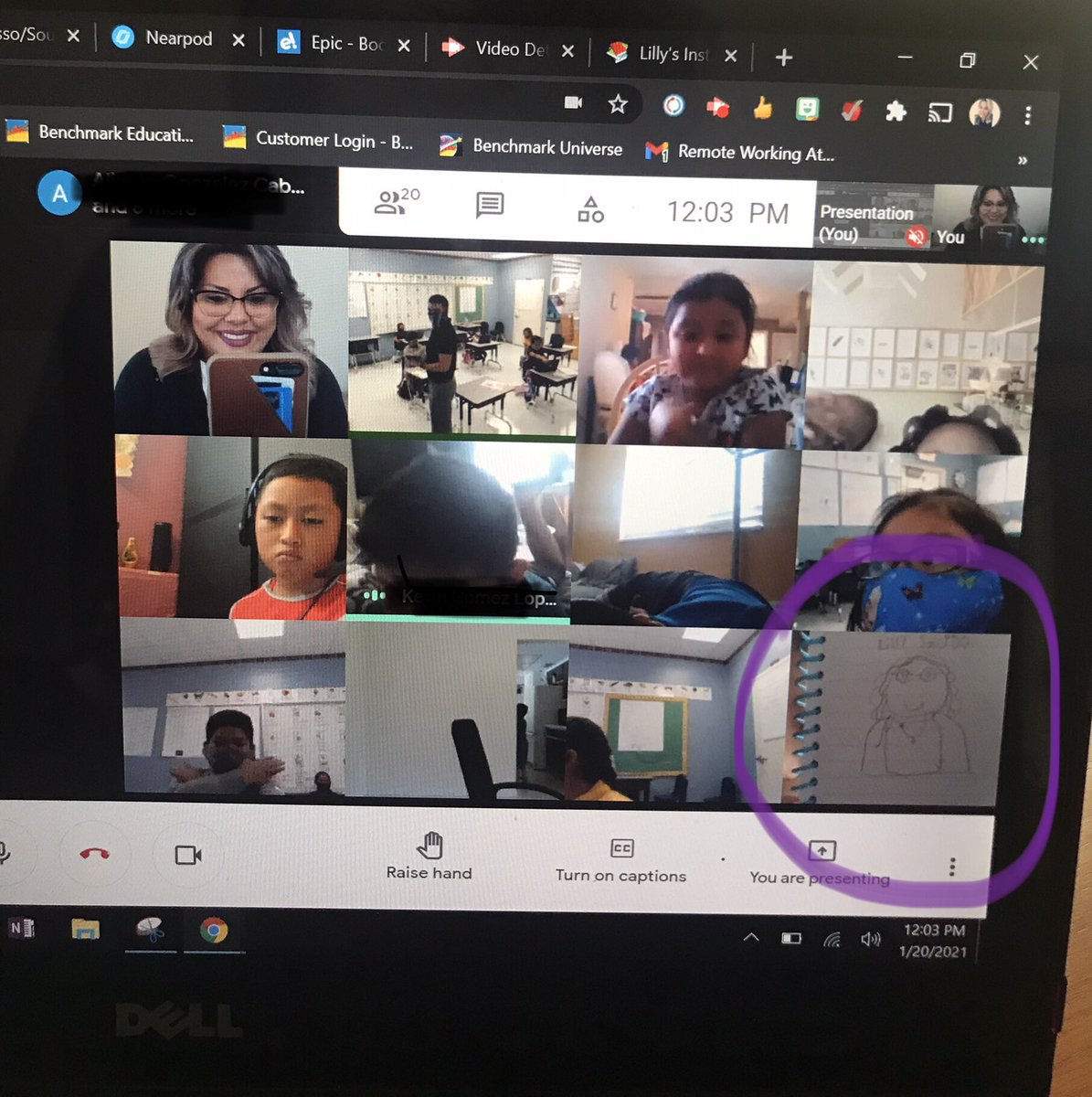 SPbcsd's tweet photo. A shout out to Mr. Jasso @southgradepbcsd for taking me up on co-creating a nearpod lesson that proved to offer the scaffolds our ESOL students need. On our second lesson a student drew a portrait of me. #cute #standardbasedinstruction @harveyoaxaca @JGomezELLs @EsolPbc @hainesv https://t.co/GYbIs5Rfq7