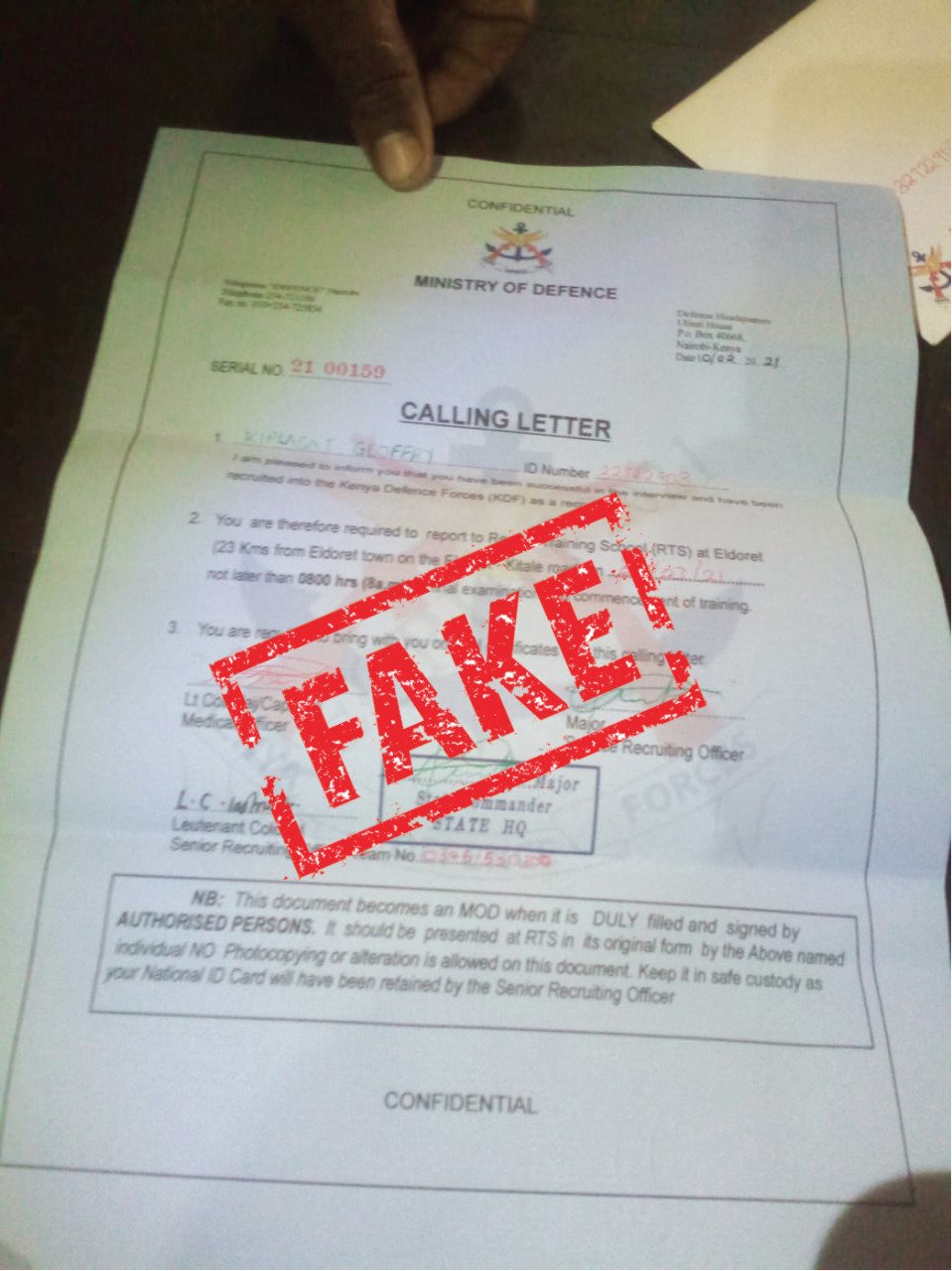 Kenya Defence Forces on X: &ldquo;Beware of criminals selling FAKE 