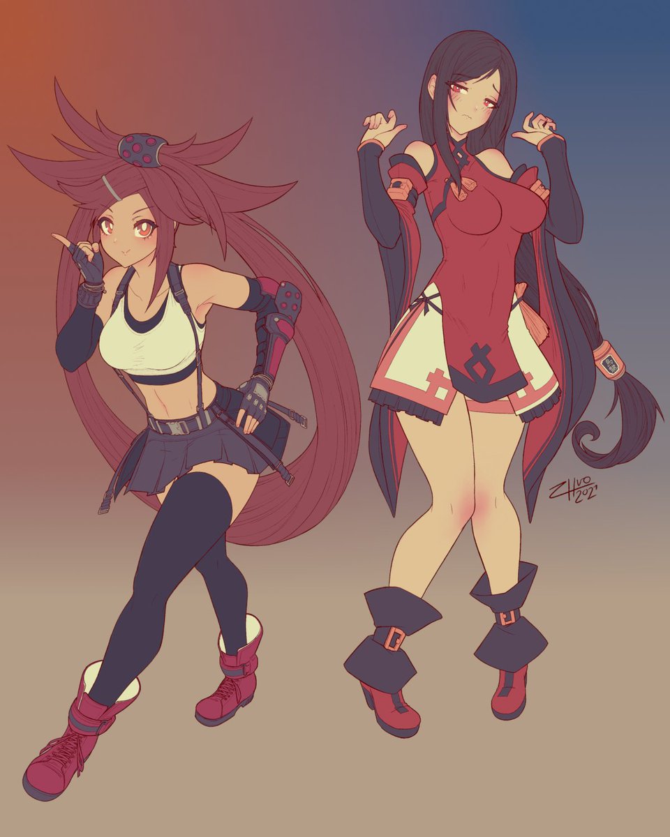 Zhvowa's tweet image. #FF7R #Tifa #GuiltyGear a fun jam x tifa outfit swap comm for a very cool @sweetxjam