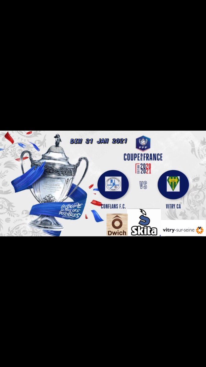 vitry1897's tweet photo. [COUPE DE FRANCE] La FFF vient d’annoncer que le Ministère des Sports avait donné son accord pour que les tours de la CdF concernant les clubs amateurs puissent se dérouler.C’est dans ce contexte que notre équipe 1ère rencontrera le F.C. CONFLANS (R1) le 31 janvier 2021 https://t.co/OP6kZOtkEy