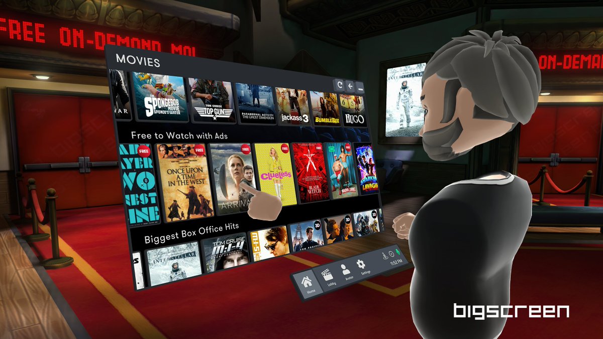 gmw3_'s tweet photo. .@BigscreenVR introduces ads so you can watch awesome films like Arrival, Nacho Libre, and Blair Witch on-demand for free - https://t.co/MLaAjTq2dW https://t.co/fz9wetsw7N
