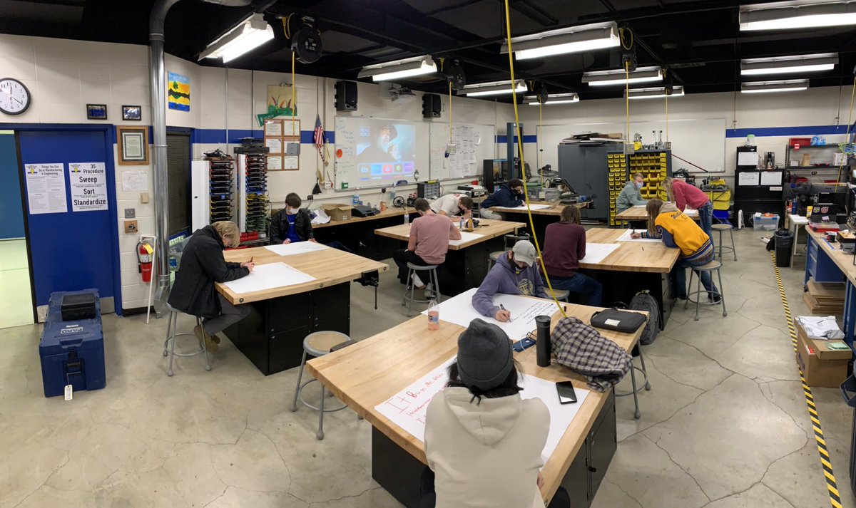 Engineering Design and Development class starting out their engineering design project by asking “It bugs me when...” Pretty interesting responses so far.<a href="/PLTWorg/">Project Lead The Way</a>