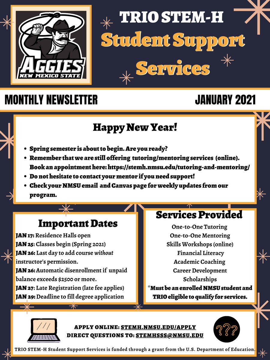 Welcome back Aggies! Spring semester is closely approaching! Are you ready? Read our monthly newsletter for important dates and updates. 😄❄️