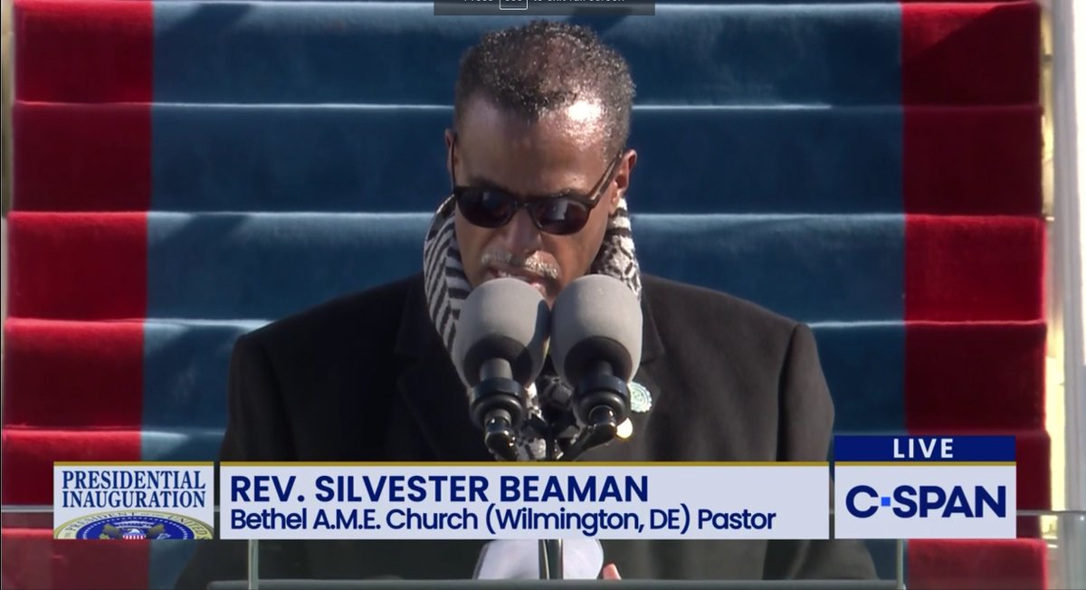 “This is our country. Teach us oh God to live in it. Love in it. To be healed in it and reconciled in it.” - Rev. Dr. Silvester Beaman of Bethel A.M.E. in Delaware  #Inauguration2021  