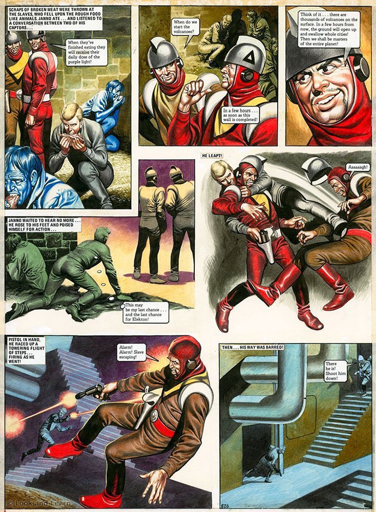 A number of other artists worked on the strip after Don Lawrence left Fleetway, including Oliver Frey, Ron Embleton and Miguel Quesada.