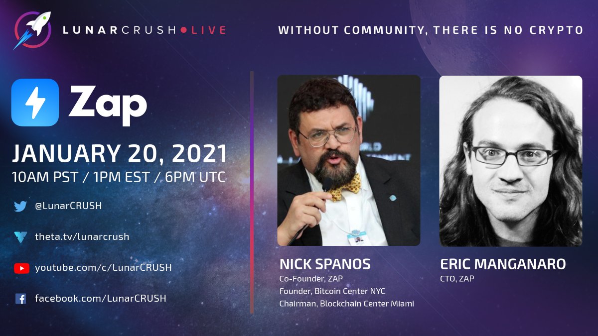 ZapProtocol's tweet image. Join us today with @LunarCRUSH Live! 
Happening at 1PM EST
Tune in to hear from our Co-Founder @nickspanos &amp;amp; CTO 
@Sprpstn 
$ZAP #DeFI #Oracles #Lunarcrush
youtube.com/watch?v=PAYtbf…