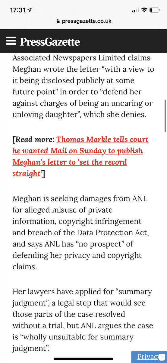  #MeghanvMos judgement around 2 weeks!