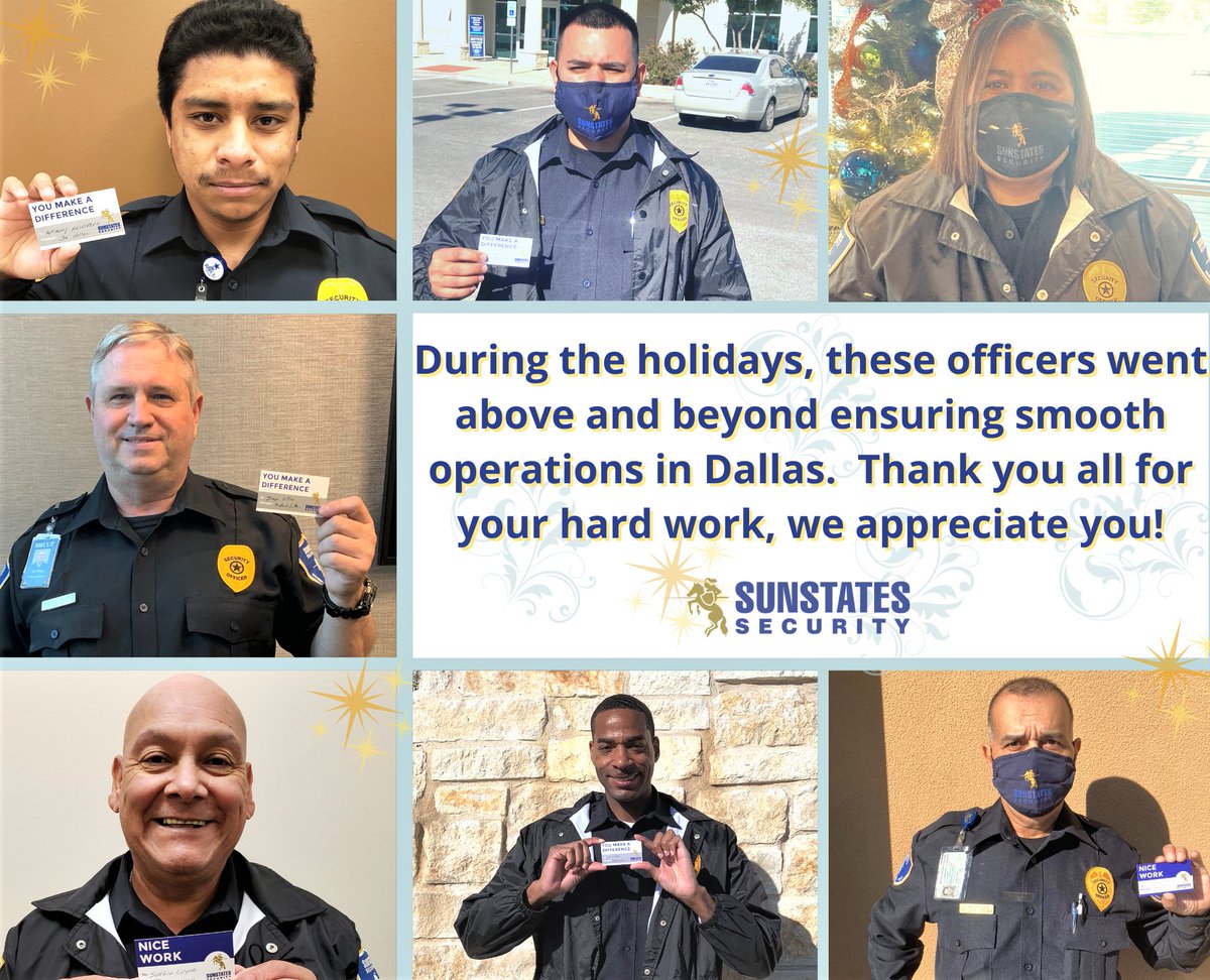 Sunstates's tweet photo. Thank you to these Dallas officers who were recognized for their outstanding work during the holiday season. We appreciate you!
#EmployeeAppreciation #ThankYou #SecurityOfficers #DallasTX #DallasSecurity #CorporateSecurity #SunstatesSecurity #TeamWork https://t.co/jJacAmmkZv
