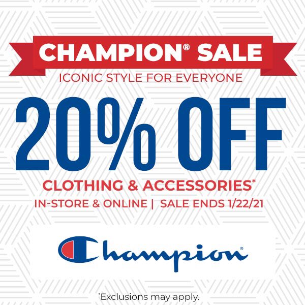 Going on now! From January 19 through January 22 - 20% off Chanpion branded clothing and accessories! In-store from 10AM-2PM or online 24/7 @ bkstr.com/csunorthridges…