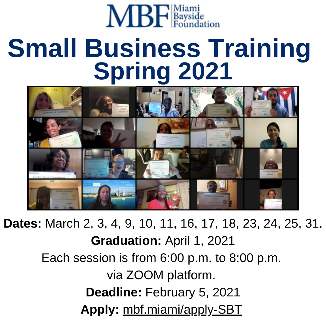 Jumpstart your business with MBF's FREE Small Business Training! Learn business essentials from experts in accounting, marketing, information technology, human resources, and more. To apply, go to mbf.miami/apply-SBT