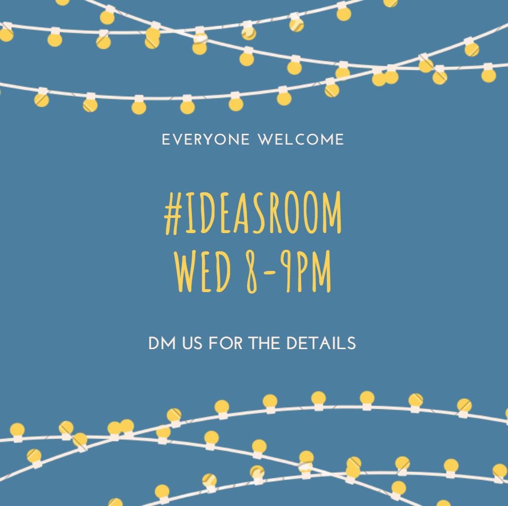 It’s Wednesday and as ever the #ideasroom space to think and connect is open!! Come along 😊