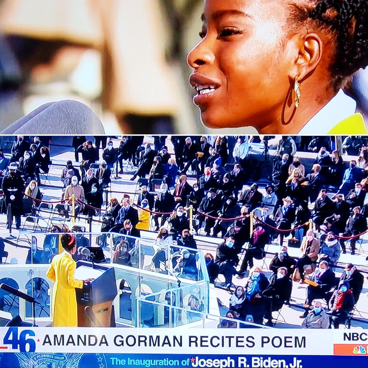 jayafrica's tweet photo. "Somehow, we weathered and witnessed
A nation that isn't broken
But, simply, unfinished"
#InaugurationDay2021 #newday #poetry #diversity #unity #pullingmyheartstrings https://t.co/owlV3EQwWk
