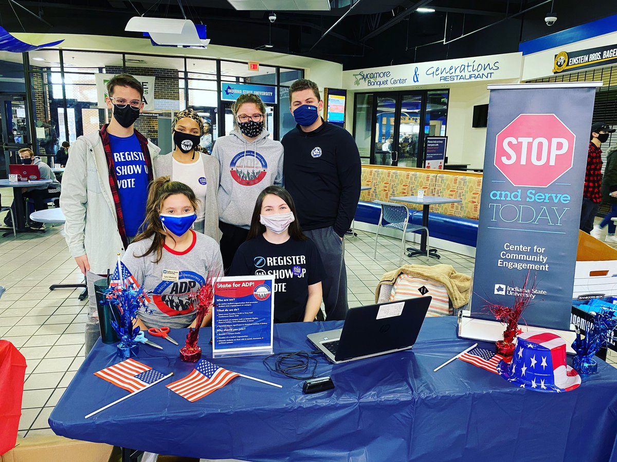 IndianaStateADP's tweet photo. Stop by the Commons to watch the 2021 Presidential Inauguration and complete a Stop N Serve hosted by ADP &amp; SGA ! https://t.co/oG5xyH13Er