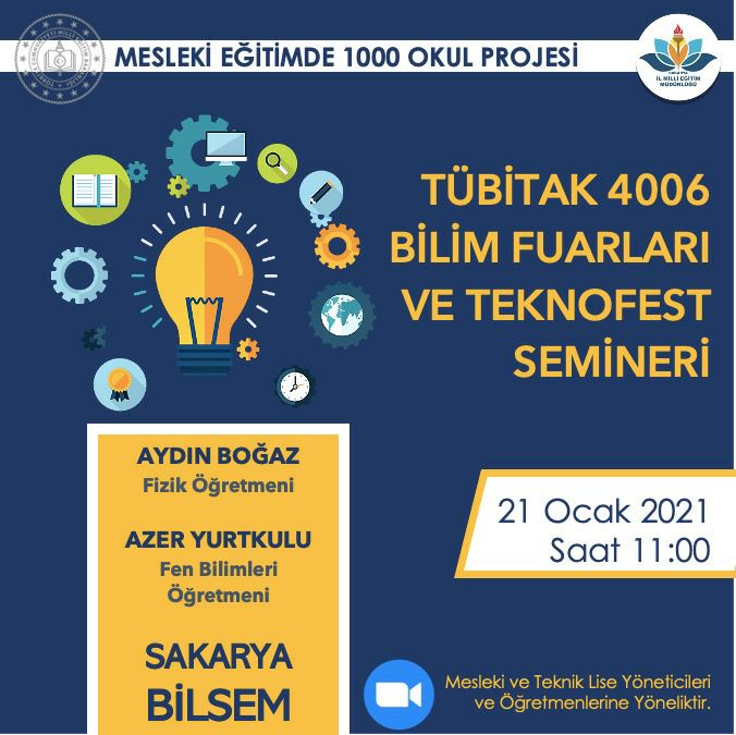 SakaryaBilsem's tweet photo. Mesleki Eğitimde 1000 Okul Projesi kapsamındaki çalışmalarımız, mesleki ve teknik lise yöneticileri ile öğretmenlerine yönelik düzenlediğimiz çevrimiçi seminerlerle devam ediyor.
@BilsemMeb @mramazanbarin @sakaryamem @fazilet_durmus https://t.co/WkCQdTHI5E