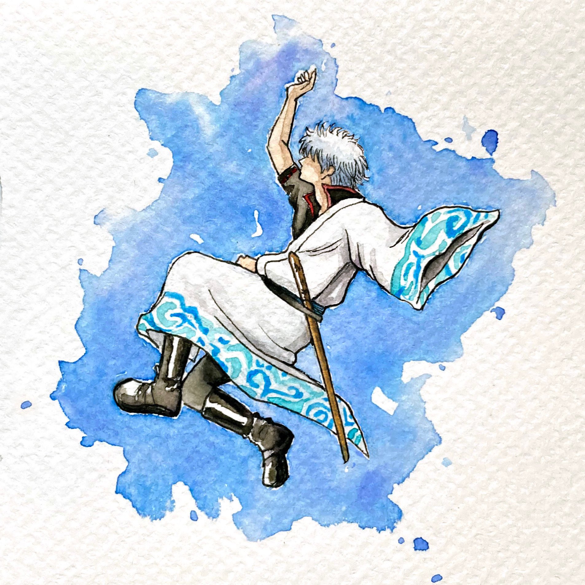 Konbu I Am Trying To Not Think About It But My Brain Cells Keep Asking Is Today The Last Day We Receive New Gintama Animated Content Mini Watercolour Gintama 銀魂