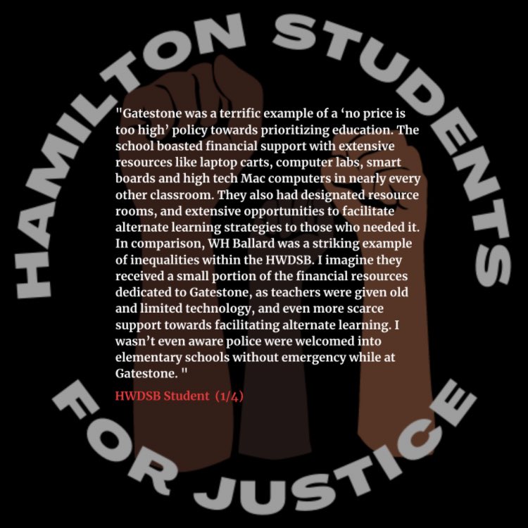 On January 25th,  @HWDSB will be providing an update to Trustees regarding the recent termination of the Police Liaison Program & its ongoing review. Stay tuned as we hold them accountable & ensure that police never reinflict the violence outlined in these testimonials again. 1/3