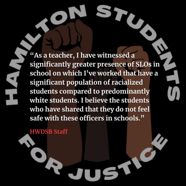 The HWDSB has consistently silenced & belittled Black, Indigenous, racialized & marginalized youth. How can the HWDSB continue to disregard the widespread & insidious racism they perpetuate when these are the experiences of their students, staff, parents & community? 2/3