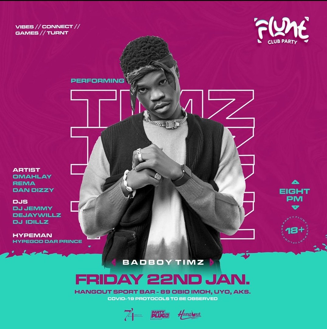 oteejoe's tweet photo. A Godly Club party is Loading in Uyo and na @74creative &amp; #partyplug dey Run am!
Catch @Omah_Lay  @iDanDizzy  @Badboytimz and several other artists live In Uyo.
#FluntIt https://t.co/c8nz1QDrA1