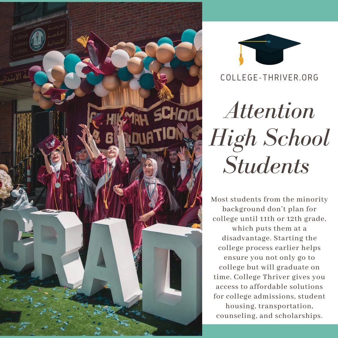 CollegeThriver's tweet photo. Most students from the minority background don’t open for college until 11th or 12th grade; which puts them at a disadvantage. College thriver is here to help!! Check us out online for mentorship and more! #collegelifestyle #education #minorityownedbusiness #collegethriver https://t.co/xS53t0N5uu