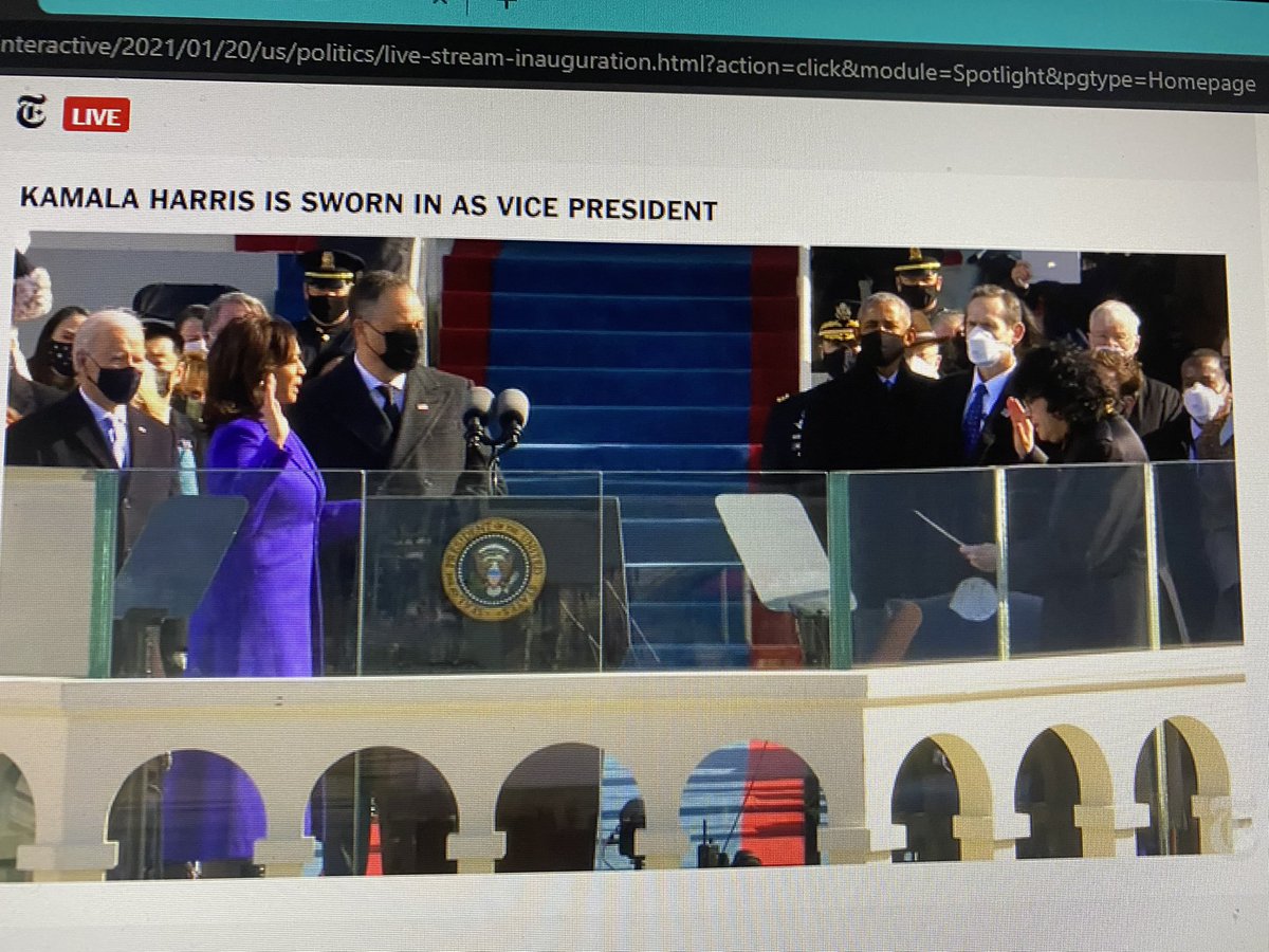 CrisPaulsen's tweet photo. My favorite moment today. 2 hard workers and successful women of color, both bringing representation but also empathy and openness to this new cycle #InaugurationDay https://t.co/rwyzU7Lm4A