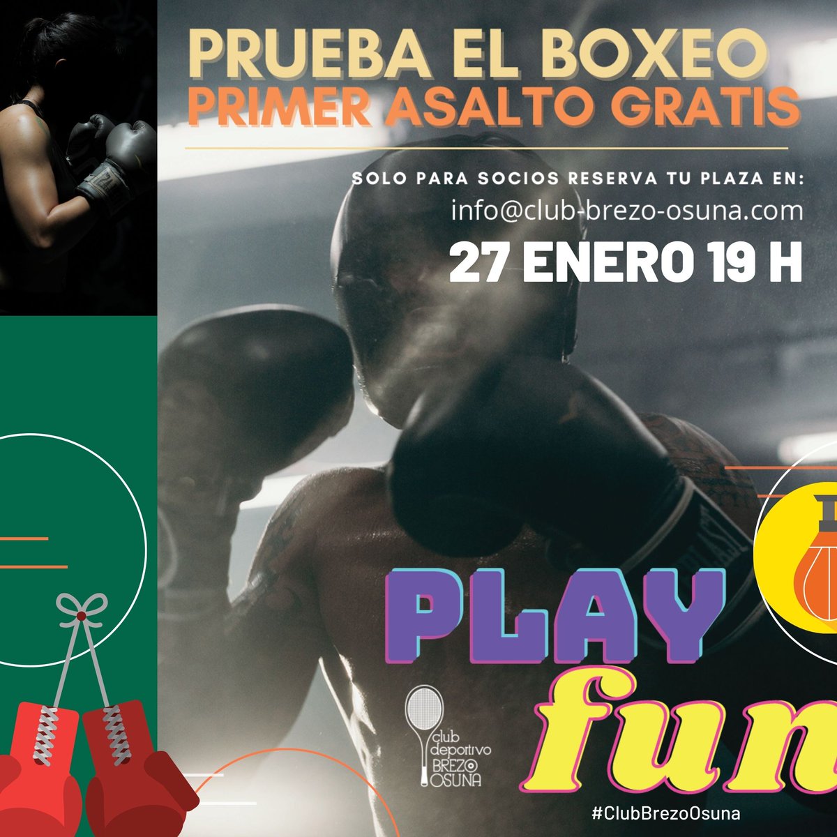 👉 Prueba el #boxeo en #ClubBrezoOsuna Ponte en forma, mejora tu agilidad, resistencia y equilibrio. El 27 de enero a las 19 h tu primera clase GRATIS‼️ Sólo para socios, apúntate YA en info@brezo-osuna.com