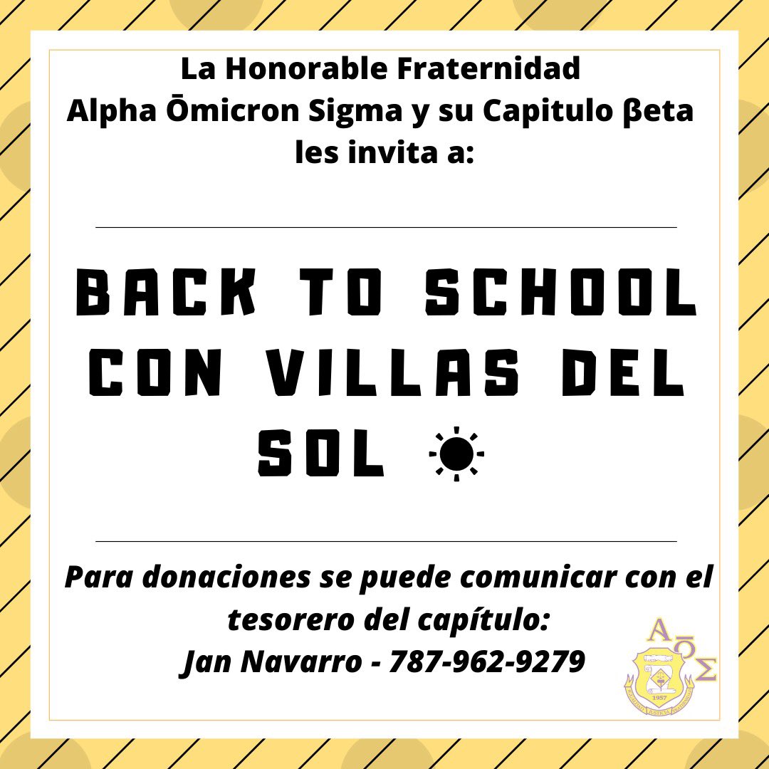 Estamos recaudando dinero para nuestra benéfica tradicional para Villas del Sol. Este año, lo más que necesitan son headsets para poder cojer clases online. Cualquier donativo es bienvenido. Favor hacer las donaciones al tesorero, favor indicar para que es $

💜🤍💛
#Itsβetatime
