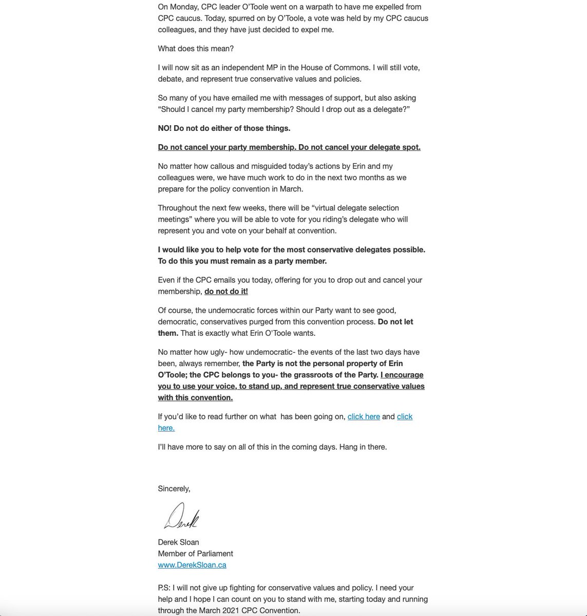 Here's the full email from Sloan.