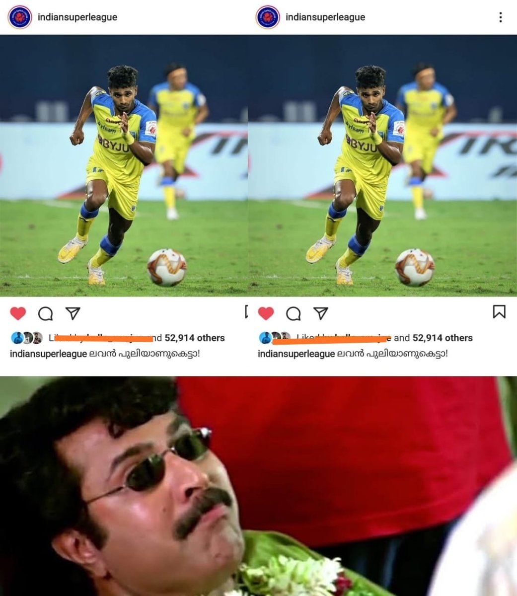 ikka_bhakthans's tweet photo. വെറും പുലിയല്ല..ഒരു സിംഹം 🔥
Rajamanikyam reference! @IndSuperLeague official page 🤩Bellari Raja 😎
#KBFCvBFC #ISL #MegastarMammootty @mammukka #ThePriest https://t.co/LbPlAAyQEj
